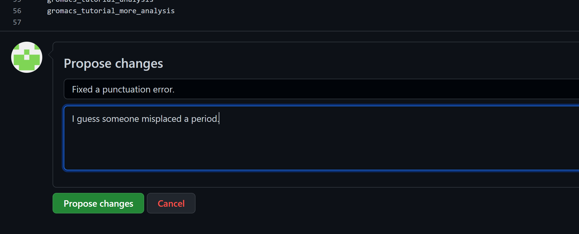 Image showing how to propose the changes to a file.