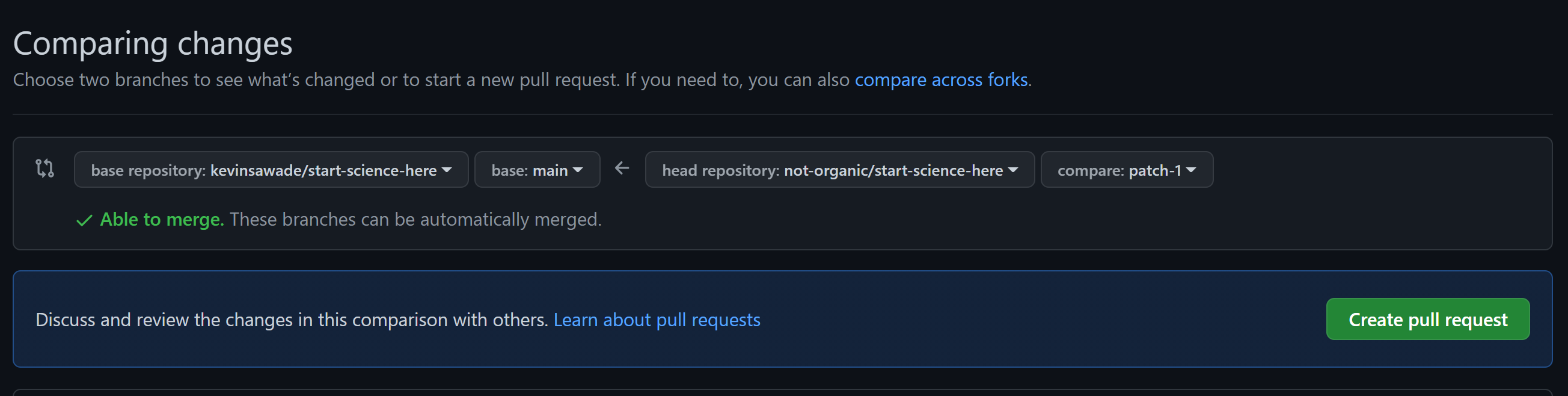 Image showing how to create a pull request.