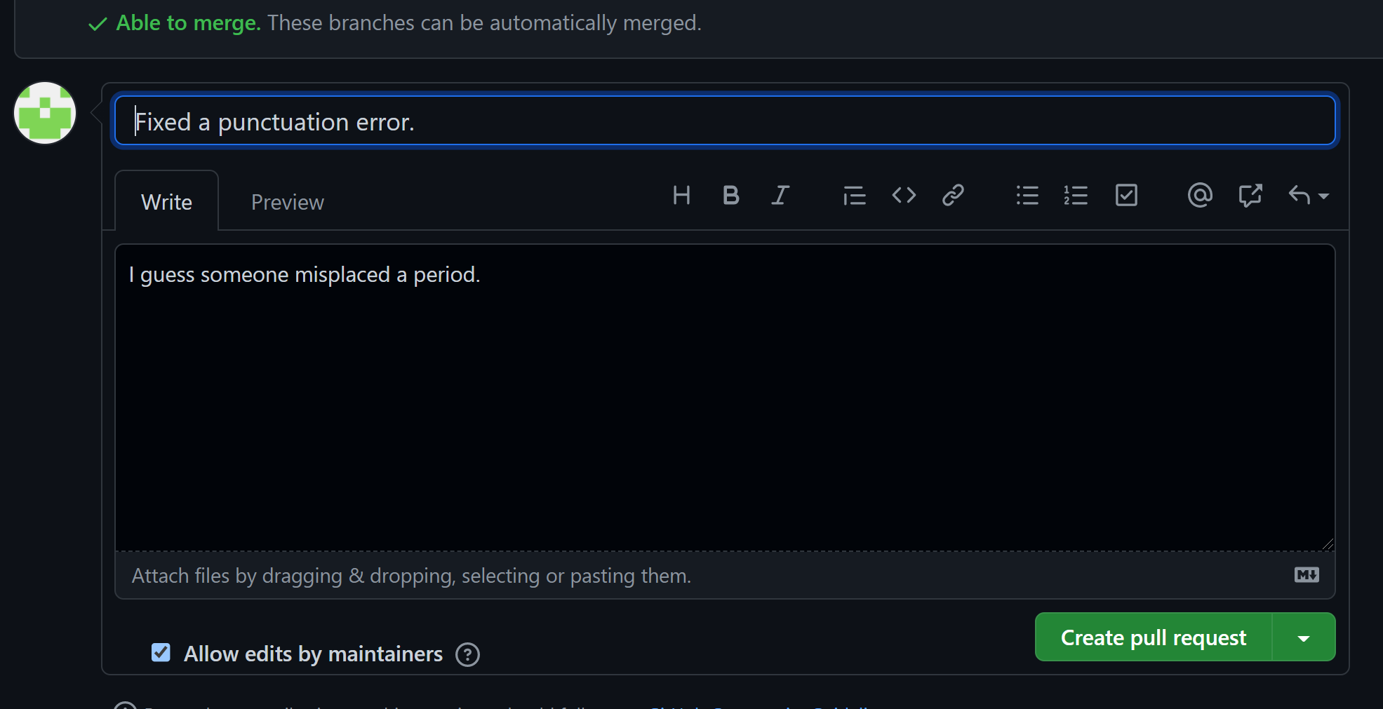 Image showing where how to add more info to a pull request.